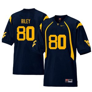 Men's West Virginia Mountaineers NCAA #80 Chase Riley Navy Authentic Nike Retro Stitched College Football Jersey VD15X78JF